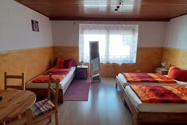 "Nesthocker" Pension-Bauwagencamp - 3-Bett-/Familienzimmer mit Bad, TV und Sitzecke, 21 qm