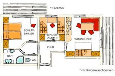 Luggau, Gästehaus - Typ 4 App. Lercheck - WZ + 2 SZ