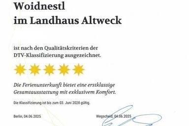 Landhaus Altweck - Ferienwohnung Woidnestl *****
