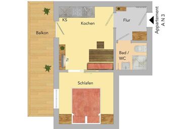 Pension Anny - N - 3 Appartement/Fewo, Dusche, WC, Balkon