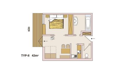Holiday Appartements - Appartement Typ 2 für 2 Personen