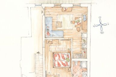 Karnerlehen Ferienwohnungen - Ferienwohnung -Beim Beda- im Haupthaus, 1-2 Personen, 60 qm, Balkon, TV