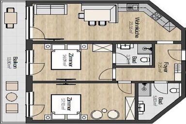 A CASA "Granat" - Top 8 mit 2 Schlafzimmer