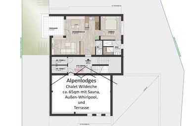 Alpenlodges - Alpenlodges Chalet Wildeiche, 65 qm, separates Schlafzimmer, Bad, Sauna, Terrasse