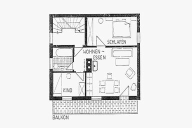 Haus Oberland - Ferienwohnung, 58 qm 1. Obergeschoss, 2 separate Schlafzimmer