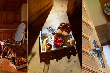 Ferienwohnungen Ramslerhof inkl. Chiemgaukarte - Ferienhaus 35 qm, Almhäusl, Terrasse, Kochnische, Schlafzimmer, Wohnschlafzimmer